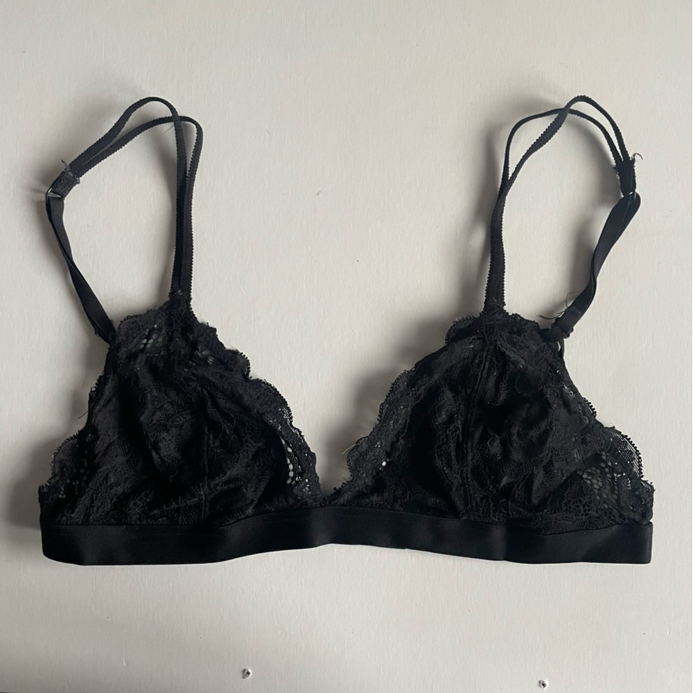 💚2/$15💚 XS- SMALL VICTORIA SECRET PINK Lace Triangle Bralette BLACK